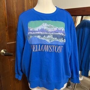 Terra & Sky Blue Graphic Crewneck Sweater